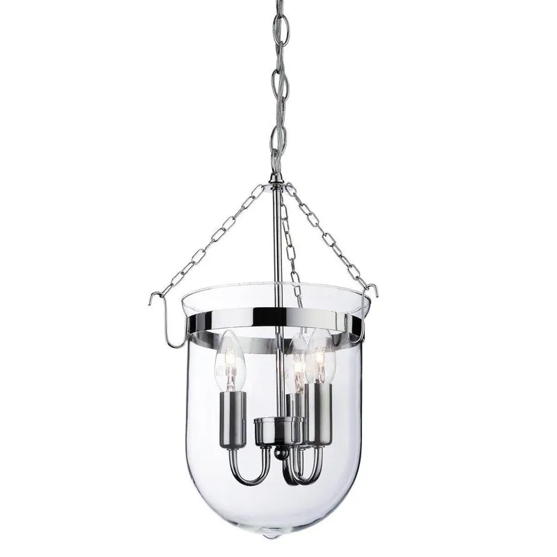 Netlighting Regal 3 Light Lantern Chrome Clear Glass E14 Clear