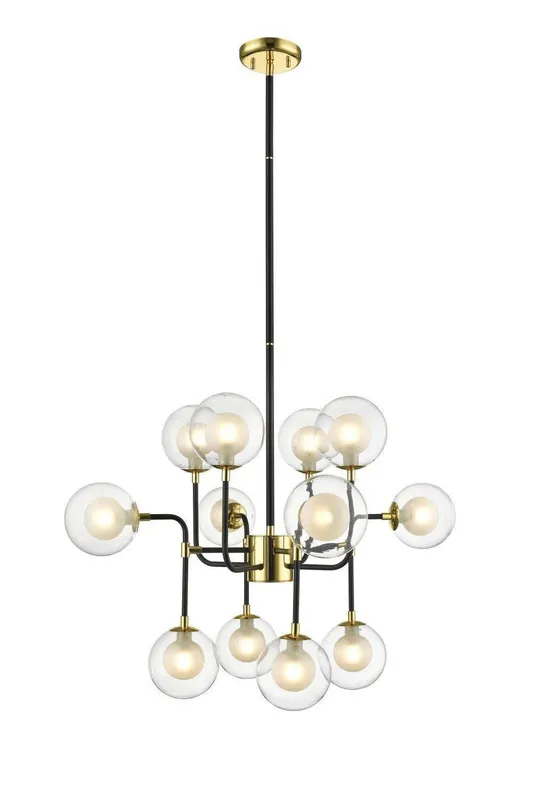 Impex Lighting Remy 12 Light Pendant Ceiling Light Gold Black