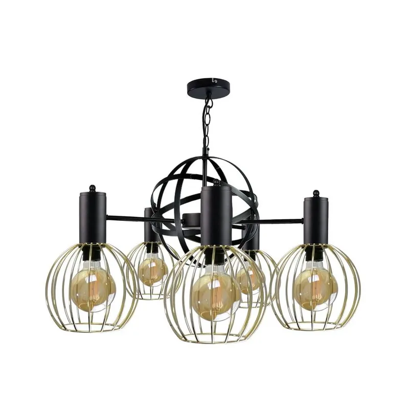 Keter Lighting Satellite Pendant Ceiling Light Black, 60cm, 5x E27