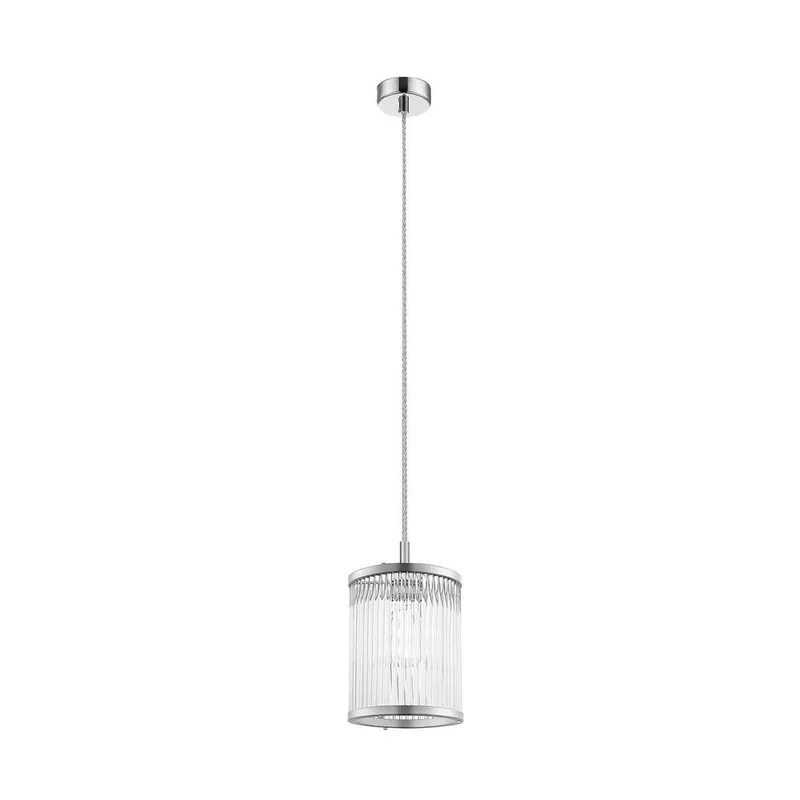 Netlighting Sergio Cylindrical Pendant Ceiling Light Chrome 1x E14 in Grey Grey