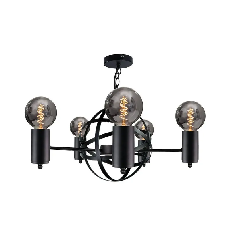 Keter Lighting Solar Pendant Ceiling Light Black, 60cm, 5x E27