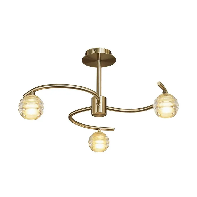 Netlighting Sphere Semi Flush 3 Light G9 Antique Brass in Bronze Bronze