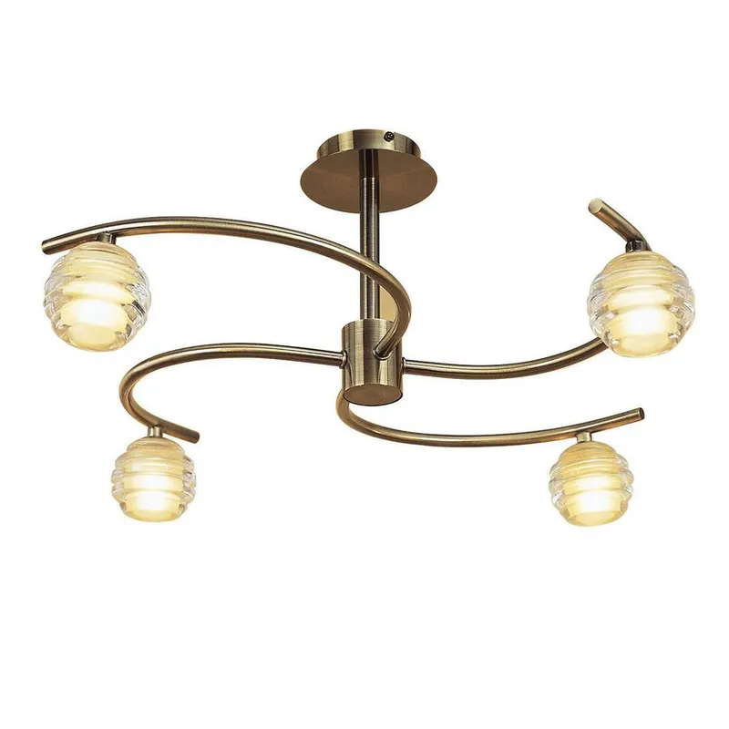 Inspired Lighting Sphere Semi Flush 4 Light G9, Antique Brass