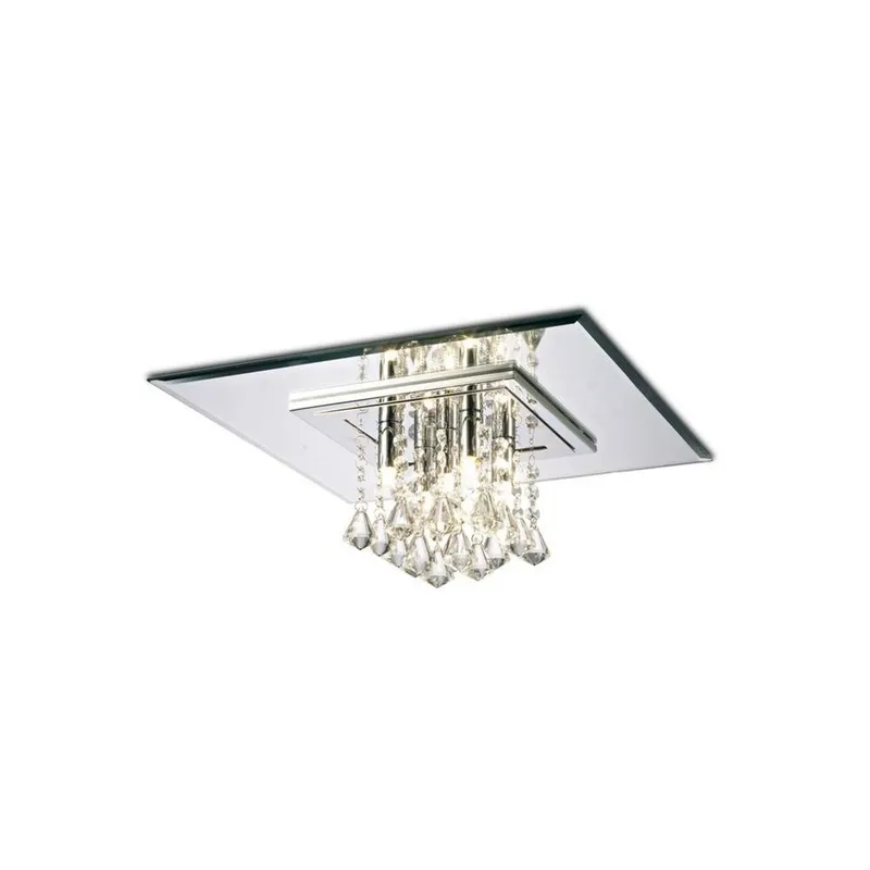 Inspired Lighting Starda Flush Ceiling Square 5 Light G9 Polished Chrome, Crystal