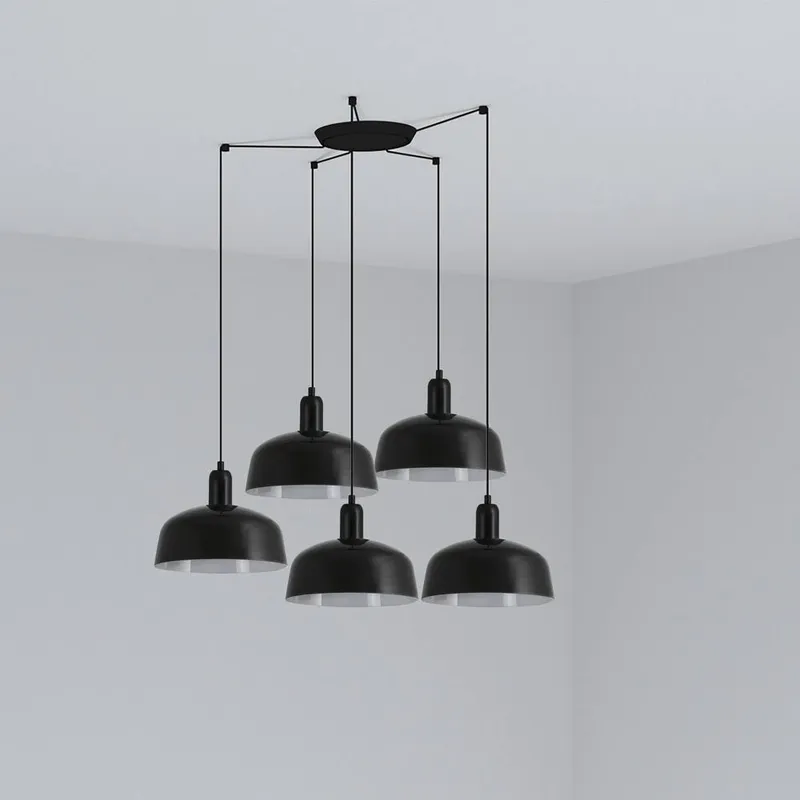 Netlighting Tatawin Medium 5 Light Black Cluster Drop Pendant Lamp Black
