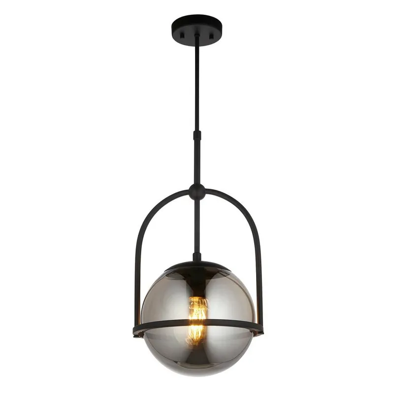 Mullan Lighting Bog Oak Ceiling Light, Black Clay, Satin Brass