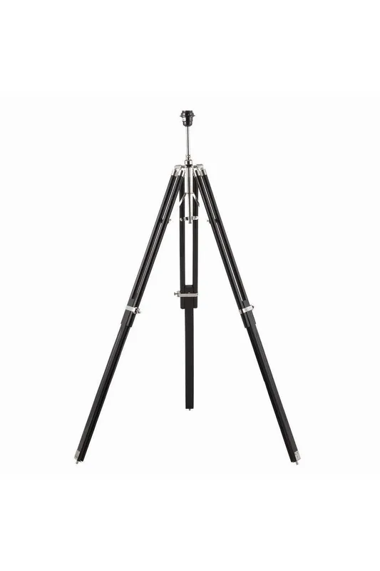 Endon Collection Lighting Tripod Floor Lamp Bright Nickel Plate, Dark Wood, E27