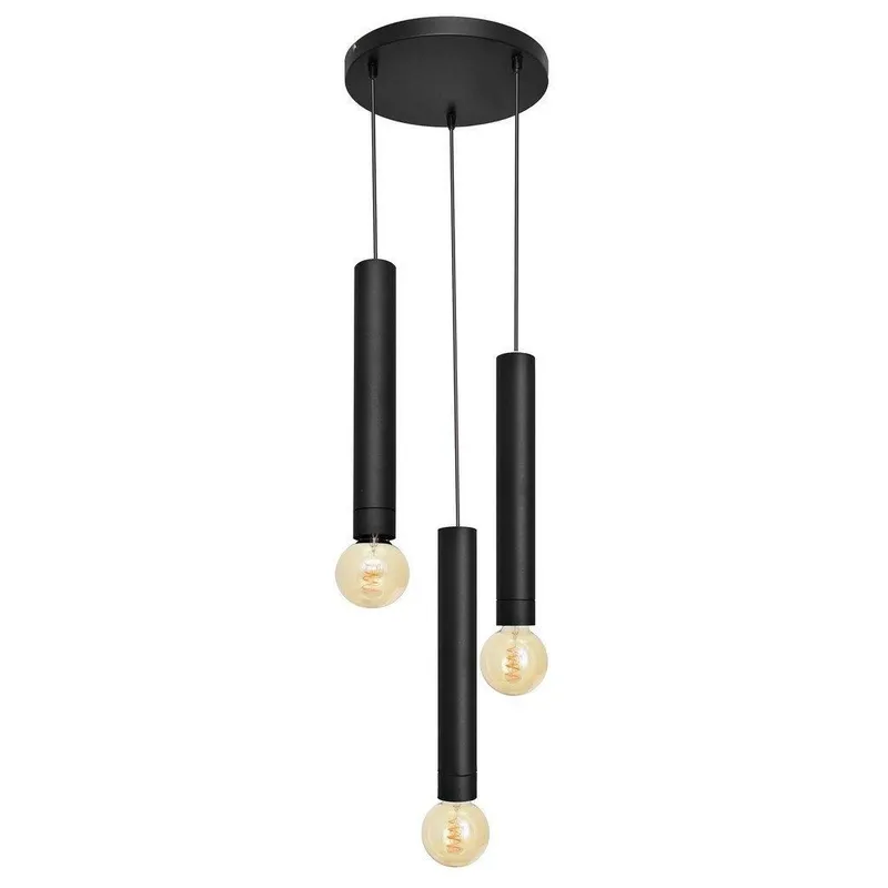 Helam Lighting Tuba Cluster Pendant Ceiling Light Black 30cm