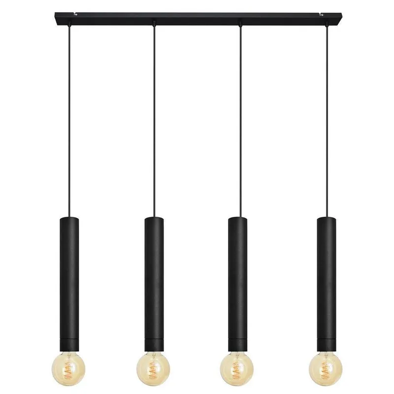 Helam Lighting Tuba Straight Bar Pendant Ceiling Light Black 100cm