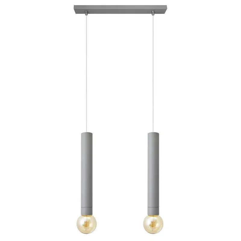 Helam Lighting Tuba Straight Bar Pendant Ceiling Light Grey 40cm