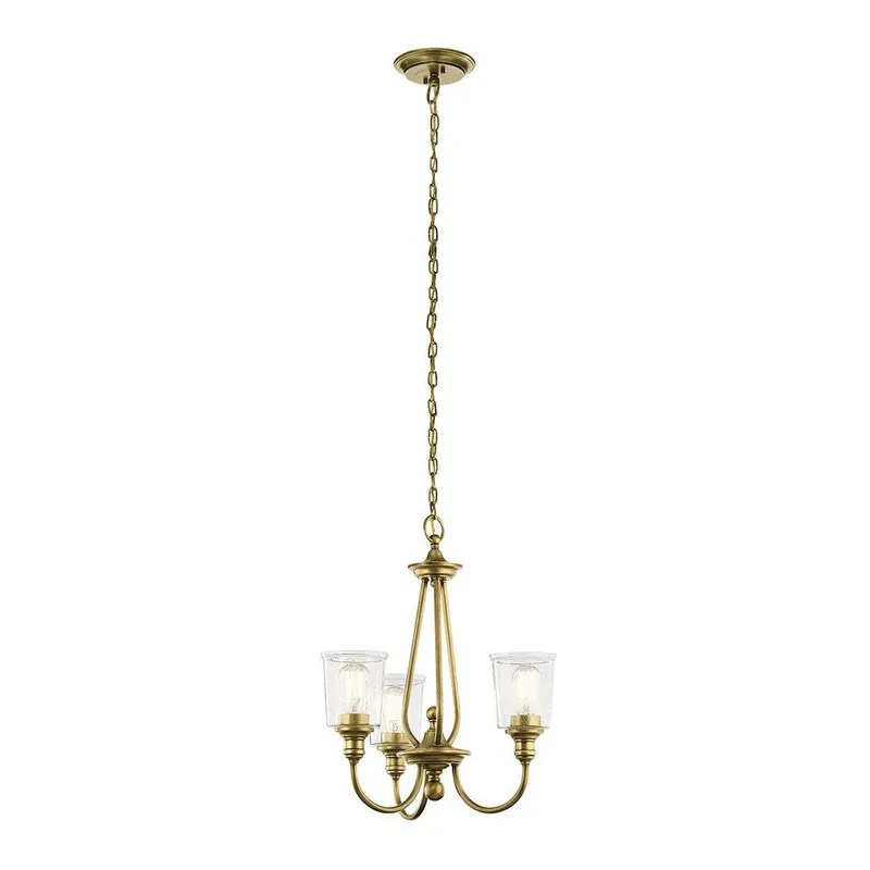 Elstead Lighting Waverly 3 Light Chandelier, Natural Brass, E27