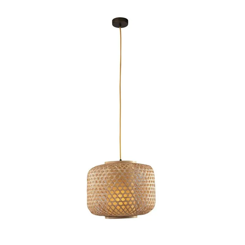 Fan Europe Lighting Zen Cylindrical Pendant Ceiling Light Wood 40x31cm