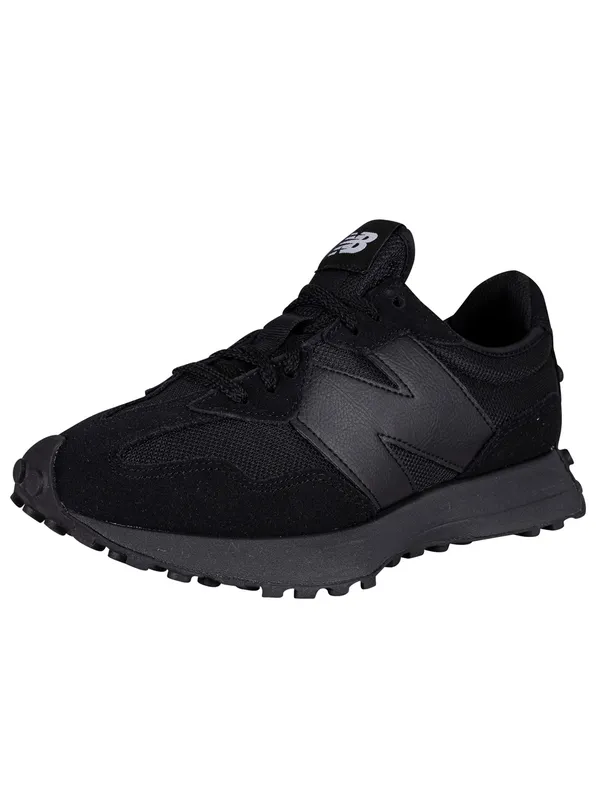 New Balance 327 Suede Trainers - Black/Black