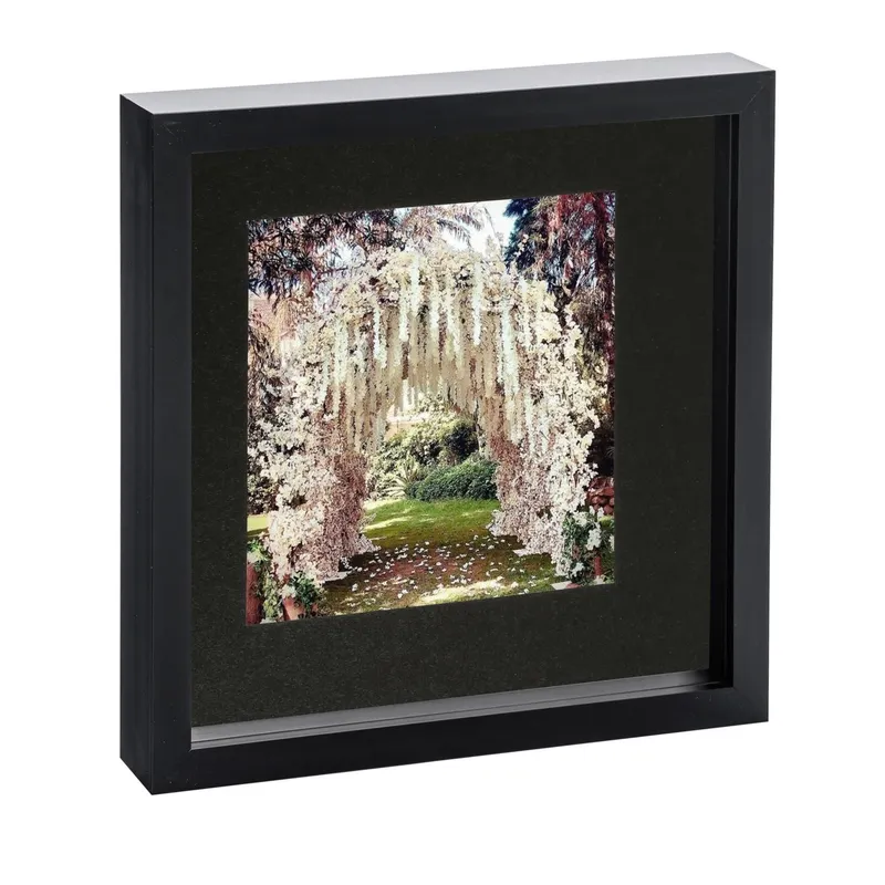 Nicola Spring 10" x 10" Black 3D Box Photo Frame - with 6" x 6" Mount - Black Mount