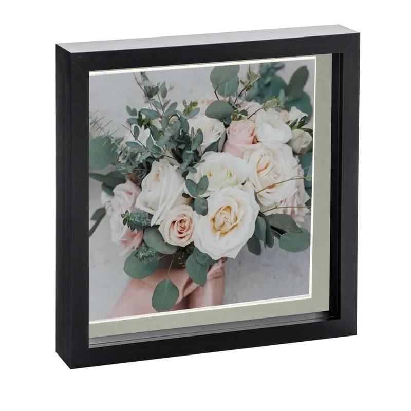 Nicola Spring 10x10" 3D Box Photo Frame 8x8" in Grey Grey