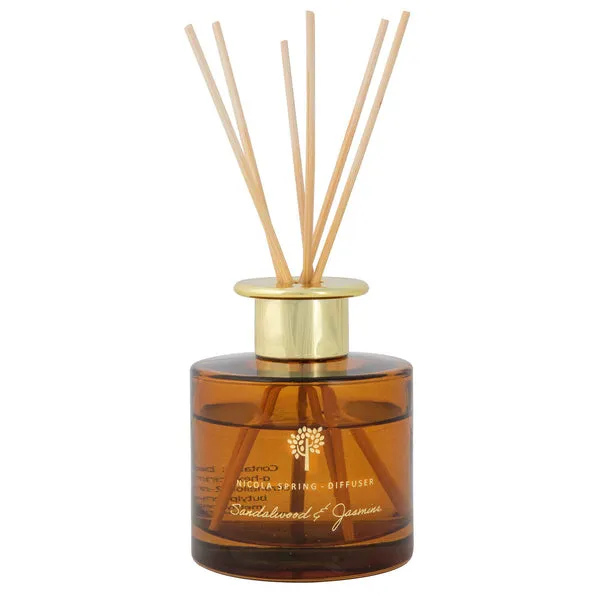Nicola Spring 200ml Sandalwood & Jasmine Reed Diffuser - Sweet Creamy Relaxing Scent in Orange Orange
