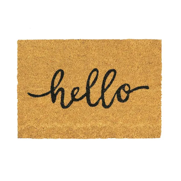 Nicola Spring 90cm x 60cm Hello Coir Door Mat