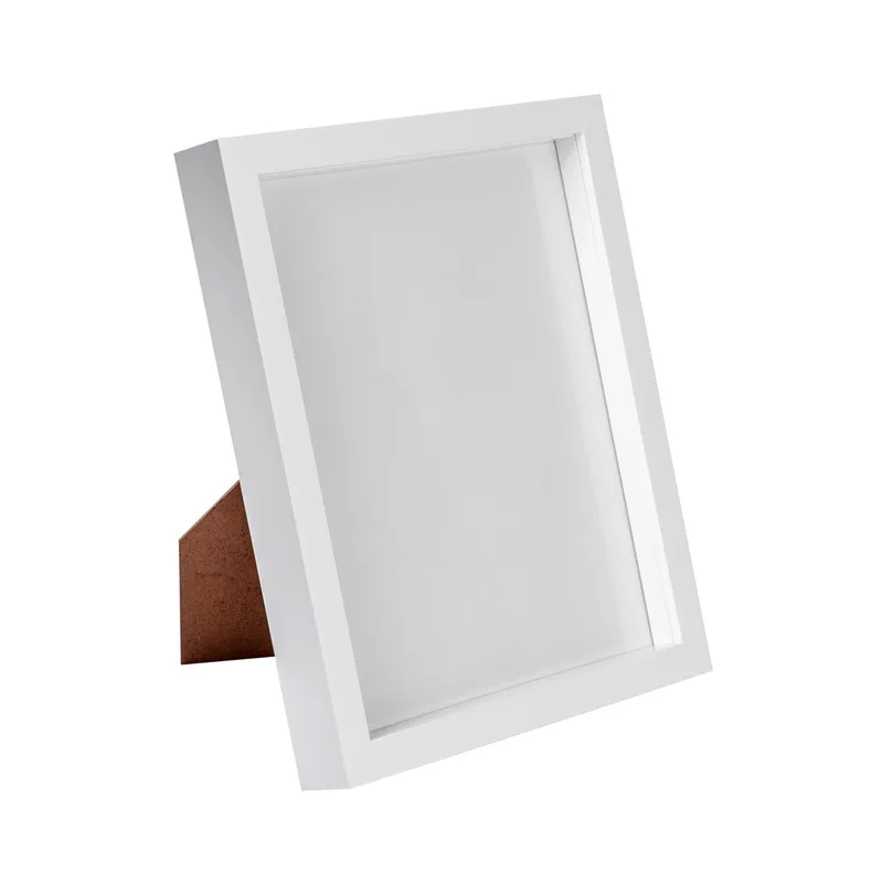 Nicola Spring White 8x10" 3D Box Photo Frame with White Spacer White
