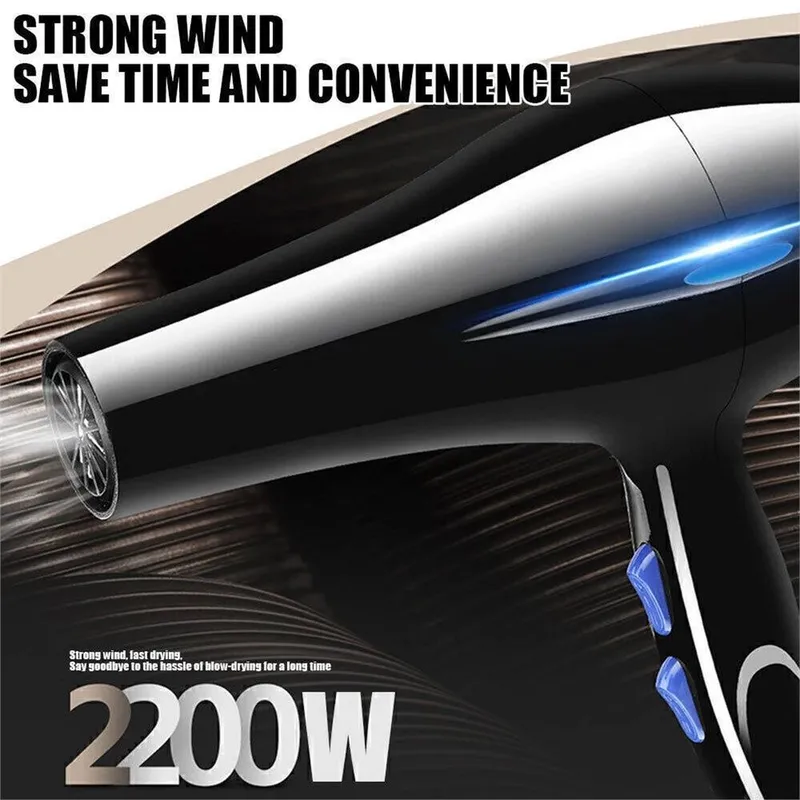 Nordara Unisex 2200W Ionic Hair Dryer Low Noise w/ Nozzle & Diffuser in Black Black female