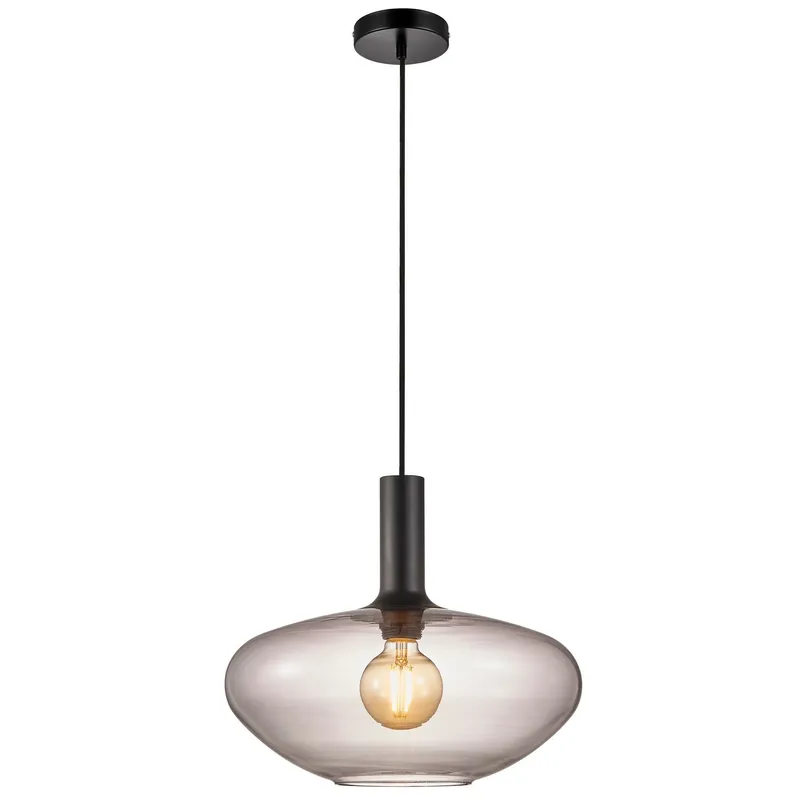 Nordlux Modern Indoor Pendant Light Black Glass E27 Hand Blown - Mains Powered, IP20 Black