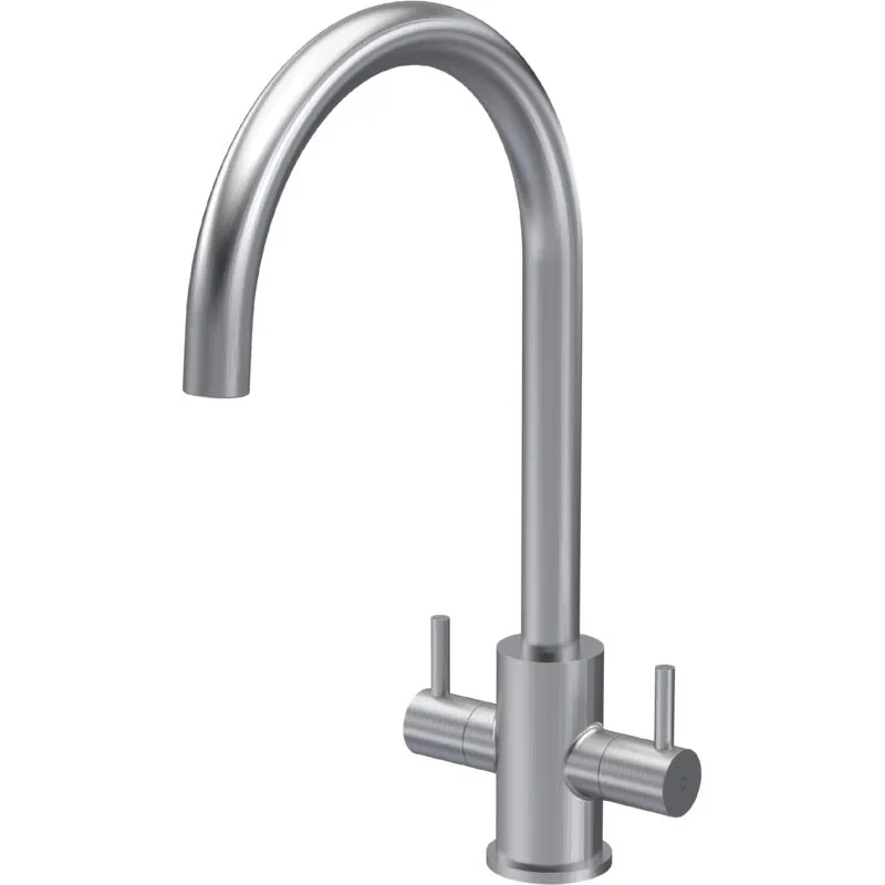 Nuie - Minimalist Kitchen Mono Mixer Tap with 2 Lever Handles, 436mm - Brushed Nickel