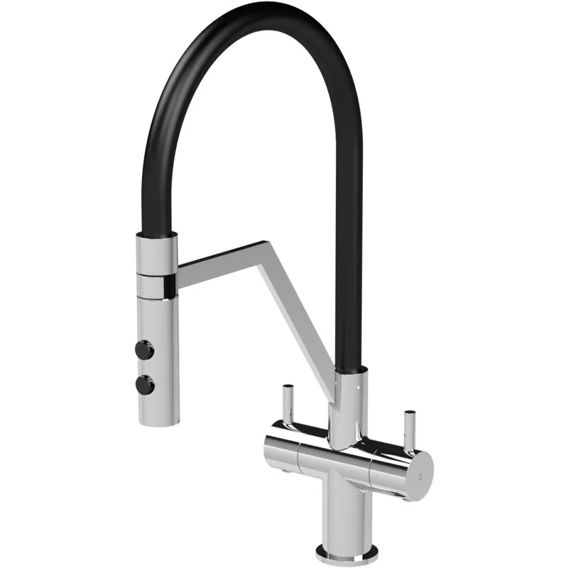 Nuie - Modern Kitchen Mono Mixer Tap with 2 Lever Handles, 436mm - Chrome