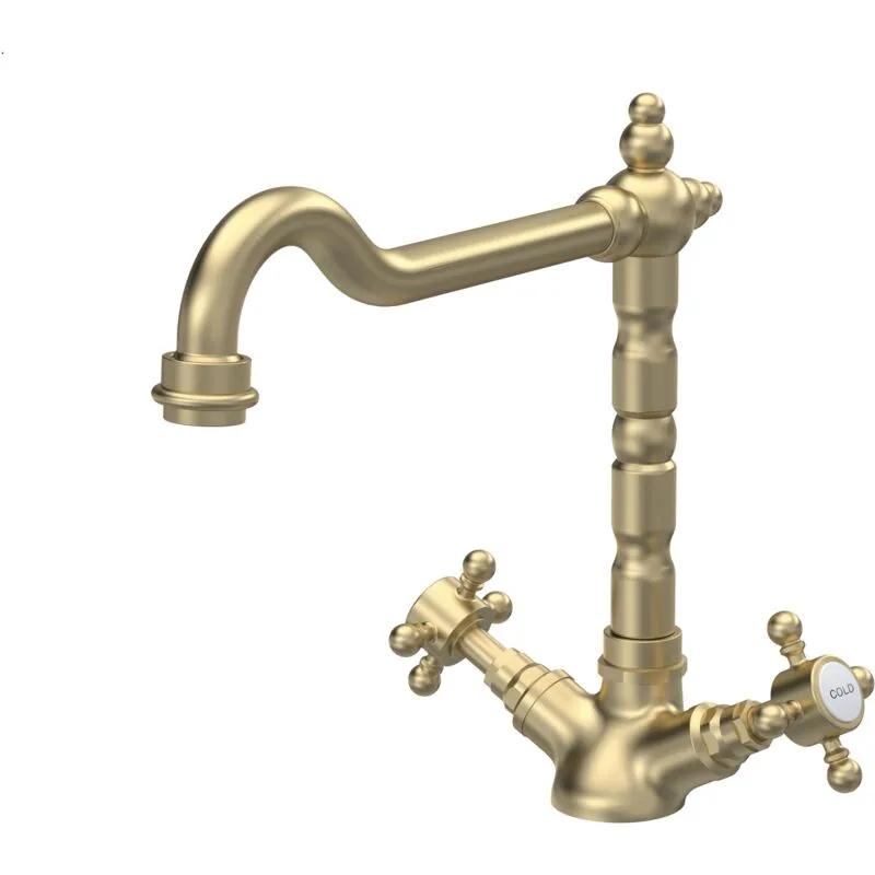 Nuie - Traditional French Classic Mono Sink Mixer Tap - Brushed Brass