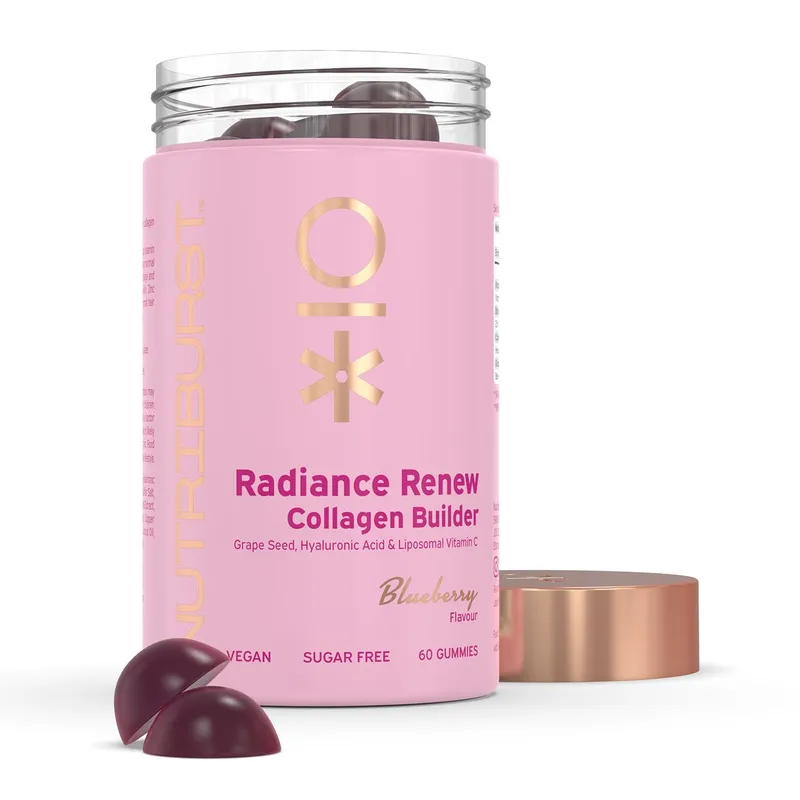 Nutriburst Radiance Renew Collagen Builder - Strawberry Flavour in Pink Pink