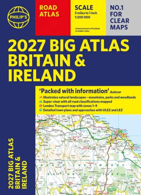 Octopus Publishing Group Philip'S 2027 Big Road Atlas Of Britain And Ireland (A3 Paperback) : With Natural Landscape Contouring