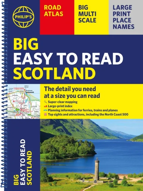 Octopus Publishing Group Philip'S Big Easy To Read Scotland Road Atlas (Spiral A3) : All The Detail You Need At A Size You Can Read