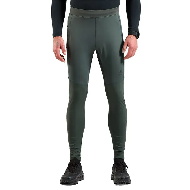 Odlo Zeroweight Warm Reflective Running Tights Men-Olive - olive