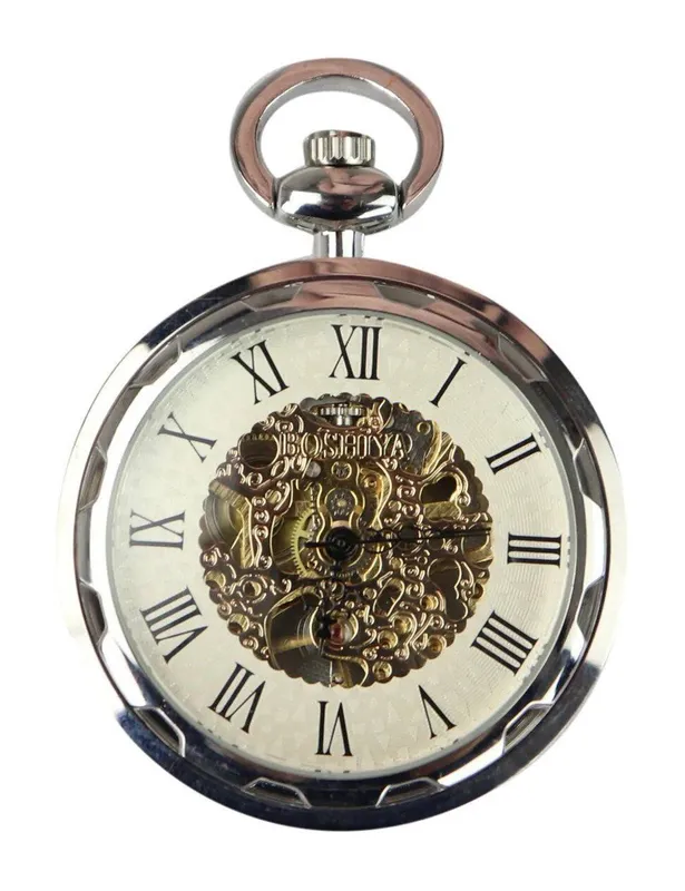 Oliver Tweed Silver Pocket Watch Mechanical Peaky Blinders Hunter Automatic Silver One Size