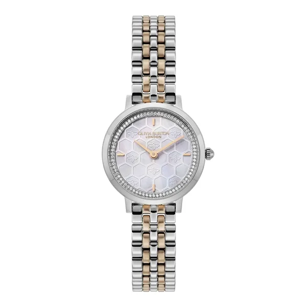 Olivia Burton Rose Gold Honeycomb Grey Dial Watch
