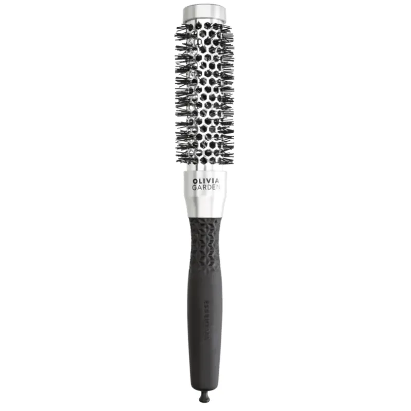 Olivia Garden Essential Blowout Classic Round Hair Brush in Silver, 25mm