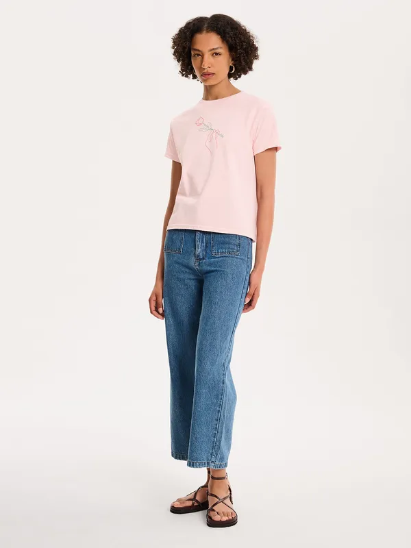 Omnes Rose Baby Tee in Pink