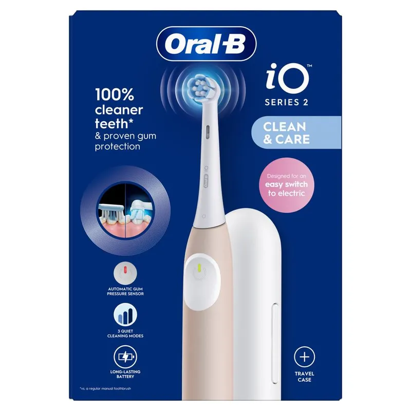 Oral B iO2 Pink Electric Toothbrush + Travel Case in Baby Pink - Baby Pink - Size: One Size