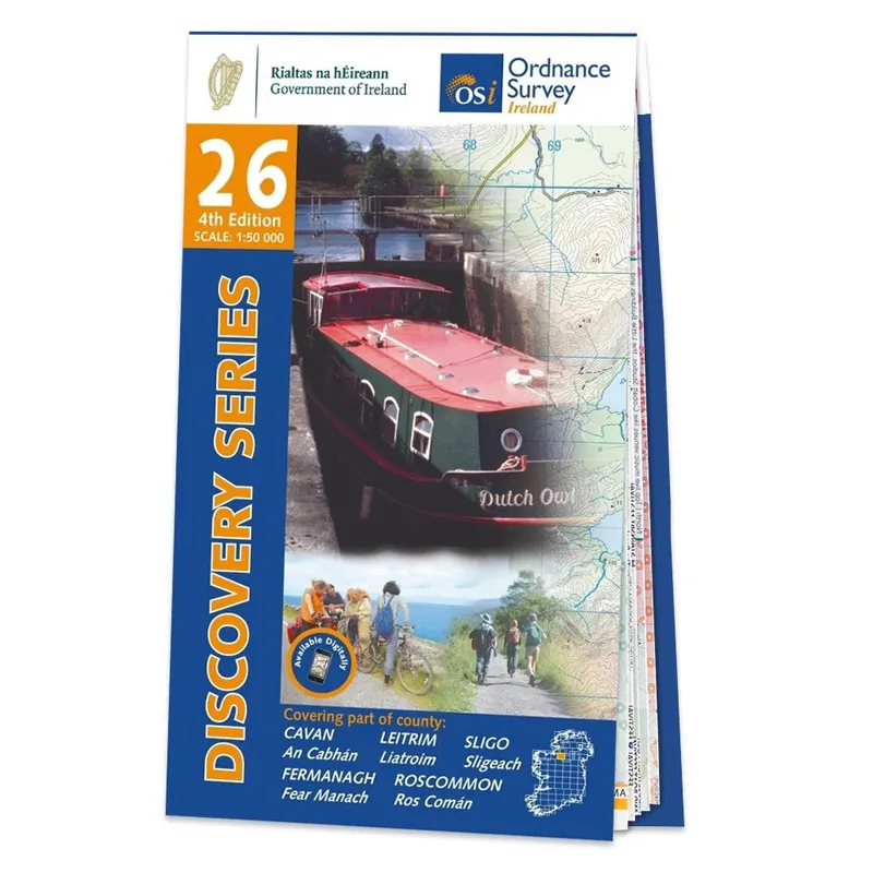 Ordnance Survey Ireland Map of Counties Cavan, Leitrim, Sligo, Fermanagh and Roscommon: Osi Discovery 26 - Na