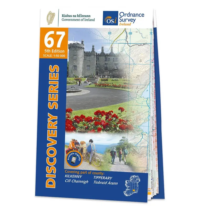 Ordnance Survey Ireland Map of County Kilkenny and Tipperary: Osi Discovery 67 - Na
