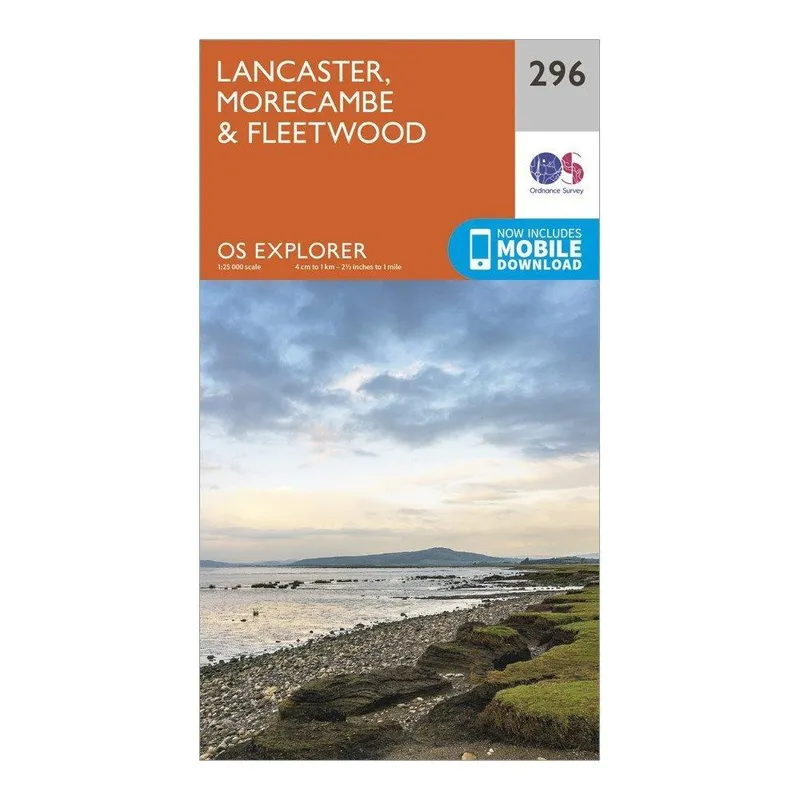Ordnance Survey Explorer 296 Lancaster, Morecambe & Fleetwood Map With Digital Version Orange