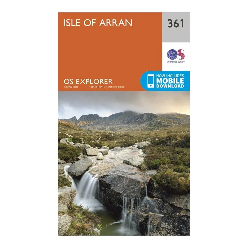 Ordnance Survey Explorer 361 Isle of Arran Map With Digital Version Orange