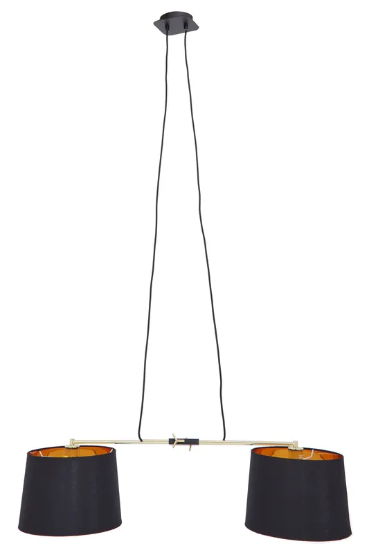 Orsina 2 Bulbs Pendant Light, Matte Black Industrial Ceiling Light With Adjustable Cord, Two Tone Inverted Shades Black