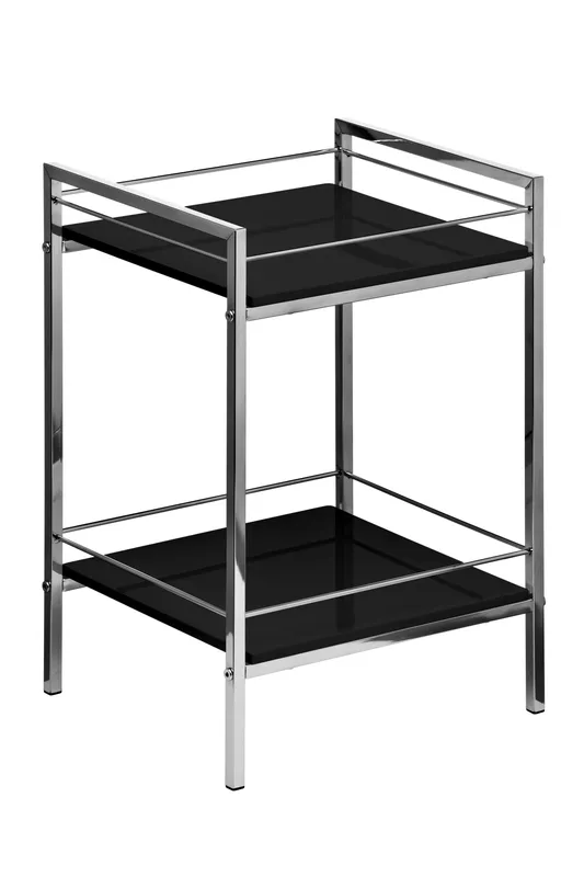 Orsina 2 Tier Black High Gloss Shelf Unit, Modern Black Shelving Unit, Open Design Small Shelving Unit, Storage Unit Black