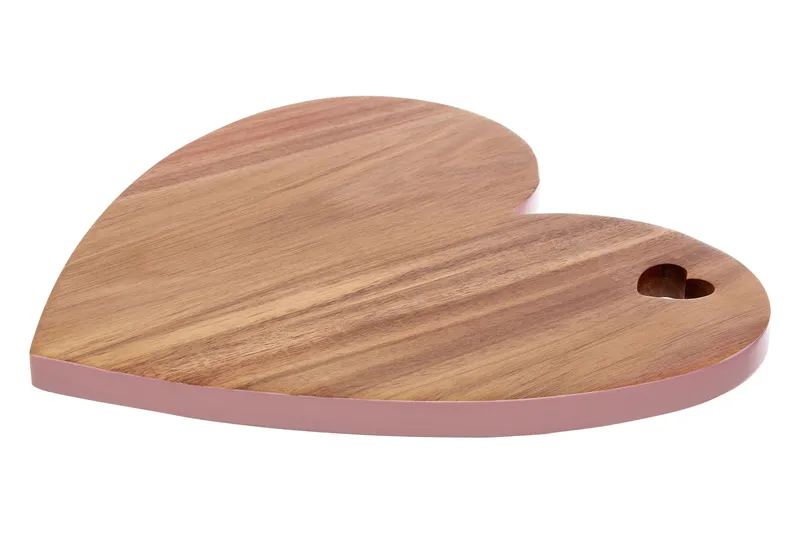 Orsina Acacia Heart Chopping & Serving Board with Pink Edge, Durable nature friendly Wooden Board in Natural Natural