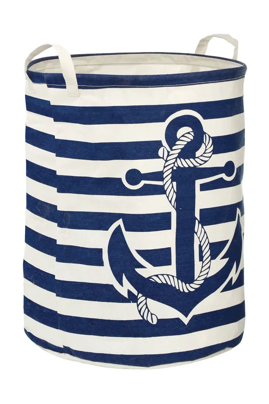 Orsina Anchor Laundry Bag In Blue & White, Nautical-Themed Fabric Hamper With Rope Handles & Anchor Print Blue