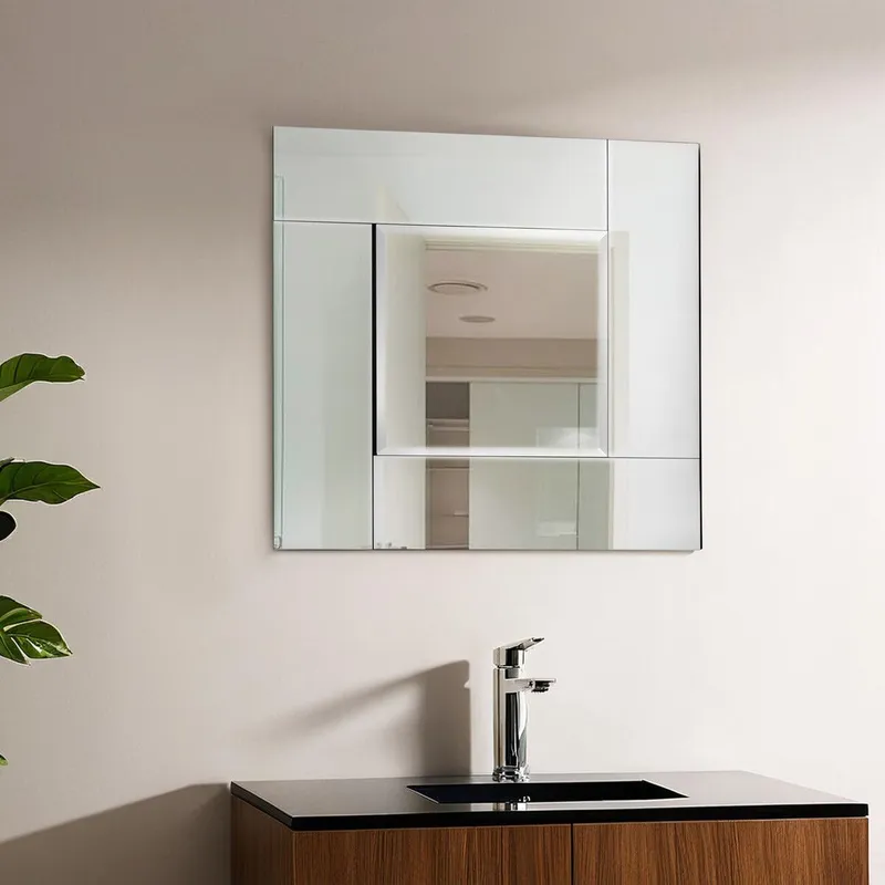 Orsina Avelene Square Wall Mirror in Silver Silver