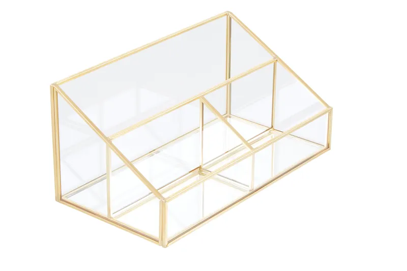 Orsina Beauty Clear Glass Makeup Organiser in Gold Gold