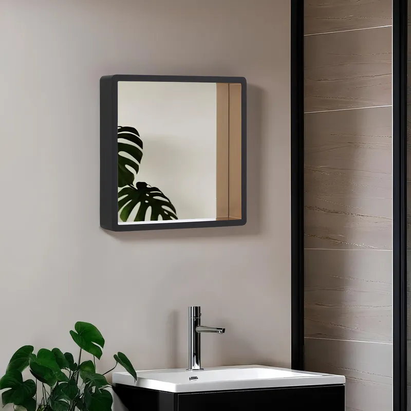 Orsina Bisha Small Black Wall Mirror with Gold Edge Black