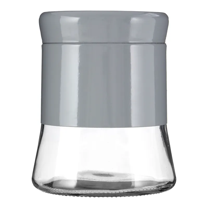 Orsina Blue Steel Wrap Glass Storage Jar, 800ml Capacity, Modern Design with Grey Steel Lid, Kitchen Storage Grey