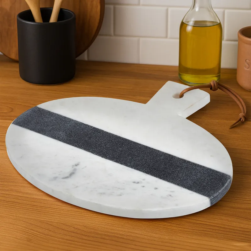 Orsina Bulgari White & Grey Marble Round Paddle Board White