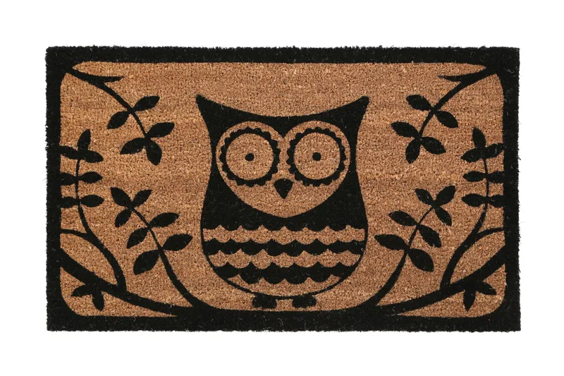 Orsina Coir Owl Doormat in Natural Size: Medium Natural Medium